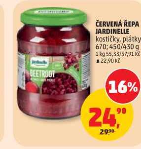 ČERVENÁ ŘEPA JARDINELLE kostičky, plátky, 670; 450/430 g  