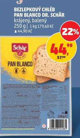 BEZLEPKOVÝ CHLÉB PAN BLANCO DR. SCHÄR krájený, balený, 250 g