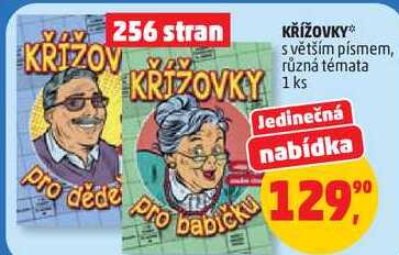KŘÍŽOVKY s větším písmem, různá témata, 1 ks