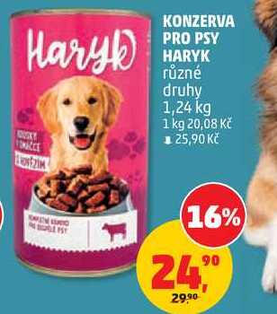 KONZERVA PRO PSY HARYK různé druhy, 1,24 kg