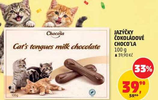 JAZÝČKY ČOKOLÁDOVÉ CHOCO'LA, 100 g  