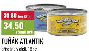 TUŇÁK ATLANTIK přírodní, v oleji, 185g