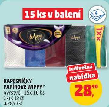 KAPESNÍČKY PAPÍROVÉ WIPPY 4vrstvé, 15x 10 ks