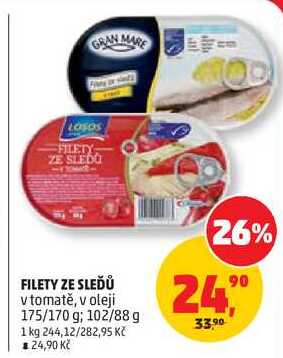 FILETY ZE SLEĎŮ vtomatě, v oleji, 175/170 g; 102/88 g