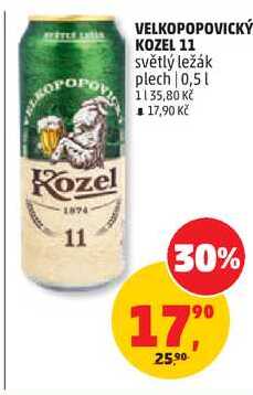 VELKOPOPOVICKÝ KOZEL 11 světlý ležák plech, 0,5 l
