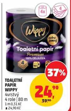 TOALETNÍ PAPÍR WIPPY, 4vrstvý, 4 role  