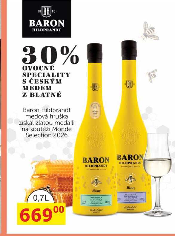 BARON HILDPRANDT 30% OVOCNÉ SPECIALITY S ČESKÝM MEDEM 0,7L
