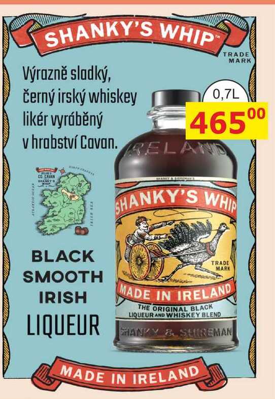 SHANKY'S WHIP černý irský whiskey likér 0,7L 