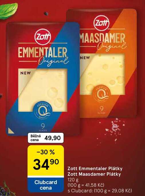 Zott Maasdamer Plátky, 120 g  