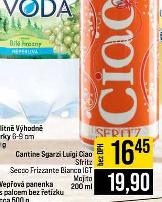 Cantine Sgarzi Luigi Ciao Sfritz Secco Frizzante Bianco IGT Mojito 200 ml 