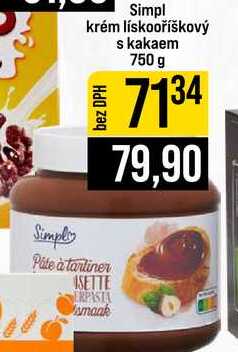 Simpl krém lískooříškový s kakaem 750 g