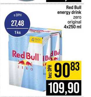 Red Bull energy drink zero original 4x250 ml