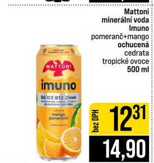 Mattoni minerální voda Imuno pomeranč+mango ochucená cedrata tropické ovoce 500 ml