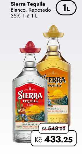 Sierra Tequila Blanco, Reposado 35% 1 L 