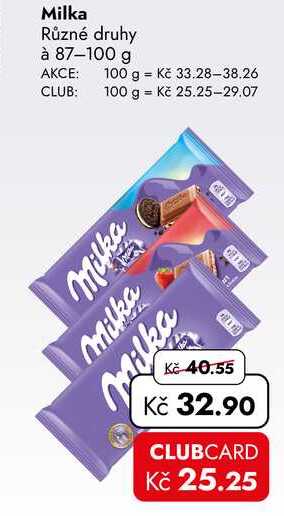 Milka Různé druhy à 87-100 g