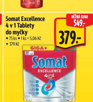 Somat Excellence 4 v 1 Tablety do myčky 75 ks