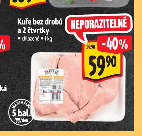 Kuře bez drobů a 2 čtvrtky 1 kg