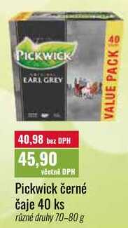 Pickwick černé čaje 40 ks různé druhy 70-80 g 