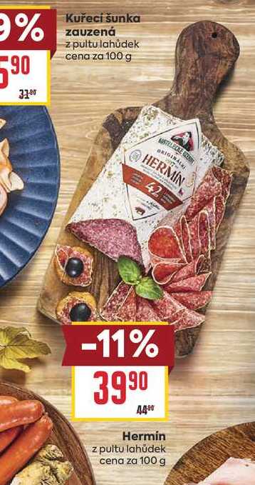 Hermin z pultu lahůdek cena za 100 g