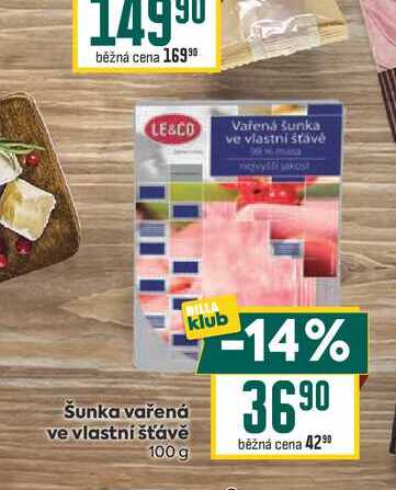 Šunka vařená ve vlastní šťávě 100 g