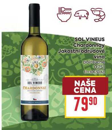 SOL VINEUS Chardonnay Jakostní odrůdové vino polosuché 0,75l