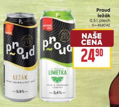 Proud ležák 0,5l, plech