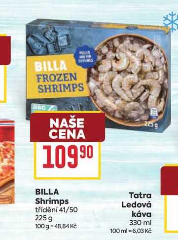 BILLA Shrimps třídění 41/50 225 g