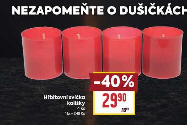 Hřbitovní svíčka kalíšky 4 ks