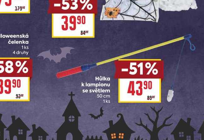 Hůlka k lampionu se světlem 50 cm 1ks