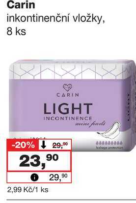 Carin inkontinenční vložky, 8 ks