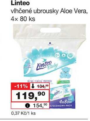 Linteo vlhčené ubrousky Aloe Vera, 4x 80 ks