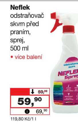 Neflek odstraňovač skvrn před praním, sprej, 500 ml