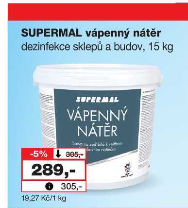 SUPERMAL vápenný nátěr dezinfekce sklepů a budov, 15 kg