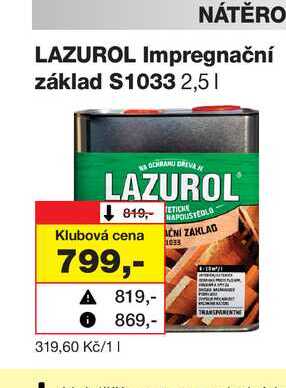 LAZUROL Impregnační základ S1033 2,5l