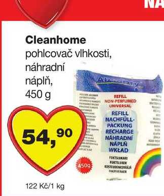 Cleanhome pohlcovač vlhkosti, náhradní náplň, 450 g