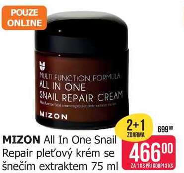 MIZON All In One Snail Repair pleťový krém se Šnečím extraktem 75 ml