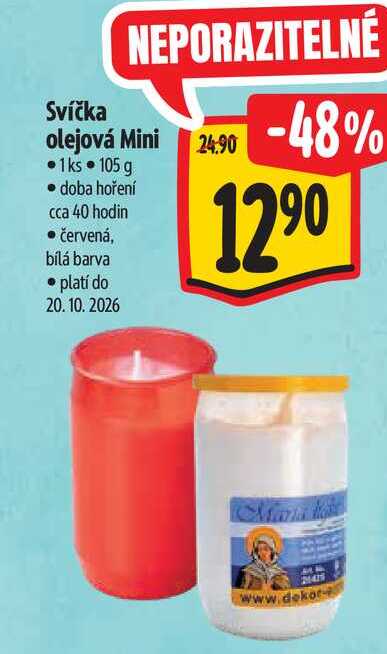   Svíčka olejová Mini  ks 105 g 