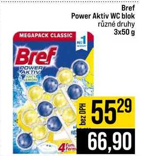 Bref Power Aktiv WC blok různé druhy 3x50 g