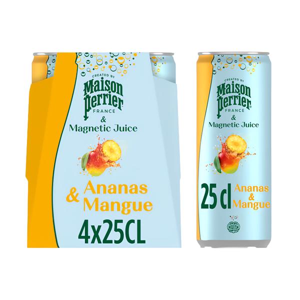 Perrier Perlivý džus s příchutí ananasu a manga, 4x250ml