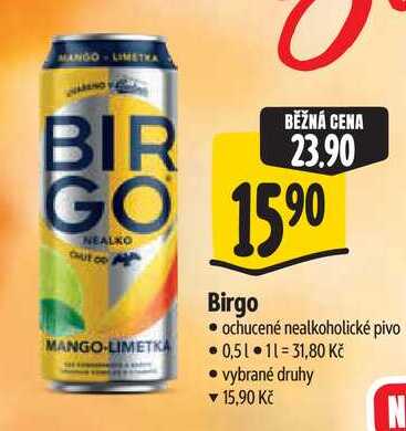 Birgo ochucené nealkoholické pivo 0,5 l