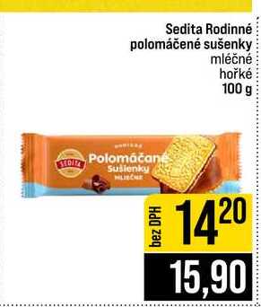 Sedita Rodinné polomáčené sušenky mléčné hořké 100 g