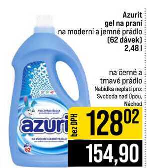 Azurit gel na praní na moderní a jemné prádlo 62 dávek 2,48l
