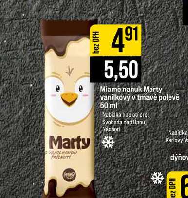 Miamo nanuk Marty vanilkový v tmavé polevě 50 ml