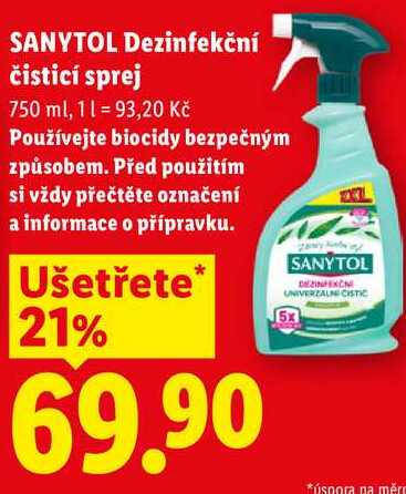 SANYTOL Dezinfekční čisticí sprej, 750 ml
