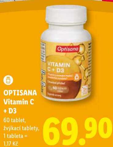 OPTISANA Vitamin C + D3, 60 tablet