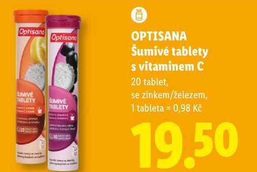 OPTISANA Šumivé tablety s vitaminem C, 20 tablet