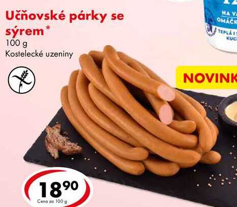 Učňovské párky se sýrem, 100 g