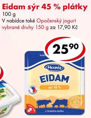 Eidam sýr 45 % plátky, 100 g 