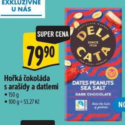 Hořká čokoláda s arašídy a datlemi, 150 g