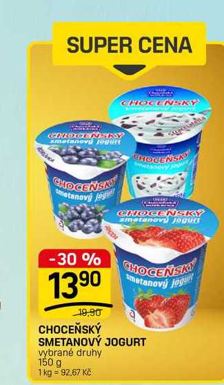 CHOCEŇSKÝ SMETANOVÝ JOGURT vybrané druhy 150 g
